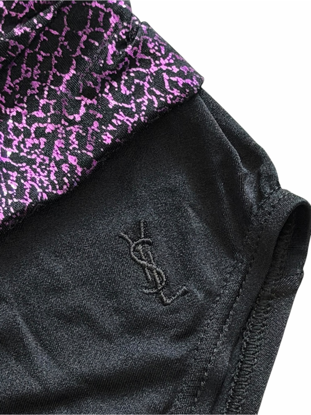 Vintage YSL Yves Saint Laurent Mesh Illusion Neck One Piece Glitter Swimsuit - Picture 10 of 11